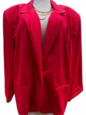 Vintage Christy Girl Red Blazer Size 22 Plus Made USA 90s Power Jacket Retro